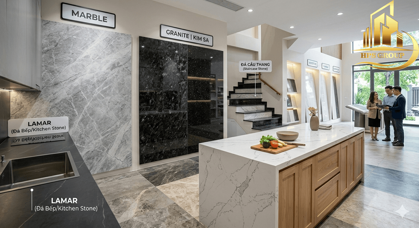 Top 5 Loại Đá Ốp Bếp Và Cầu Thang Đẹp, Bền Nhất 2026: Từ Granite Đến Vicostone
